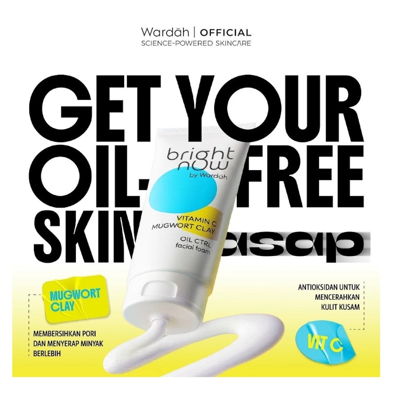 Wardah Bright Now Vitamin C Mugwort Clay Oil Ctrl Facial Foam