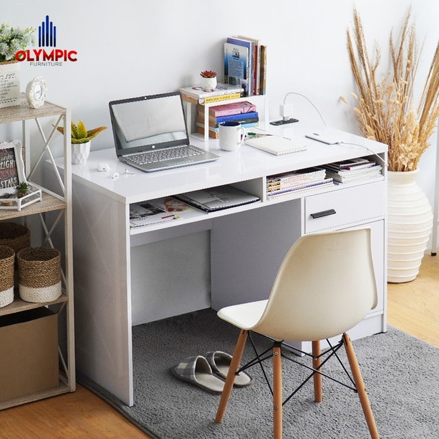 Olympic - Meja Tulis - Meja Kerja - Meja Belajar Modern Minimalis - Smart Table USB