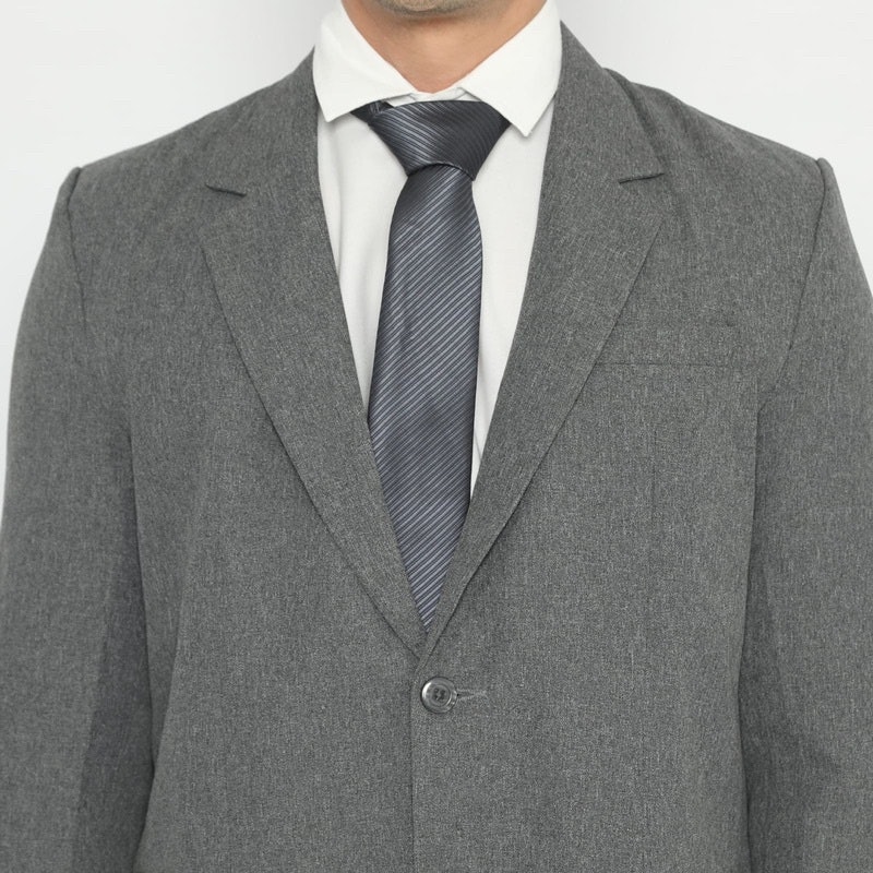 Jas Kancing Dua Wool Touch Abu Muda Slimfit 5