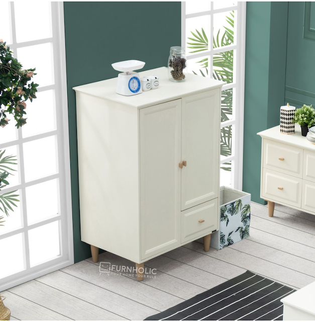 iFURNHOLIC Hannah Medium Wardrobe (Ivory-Brown)