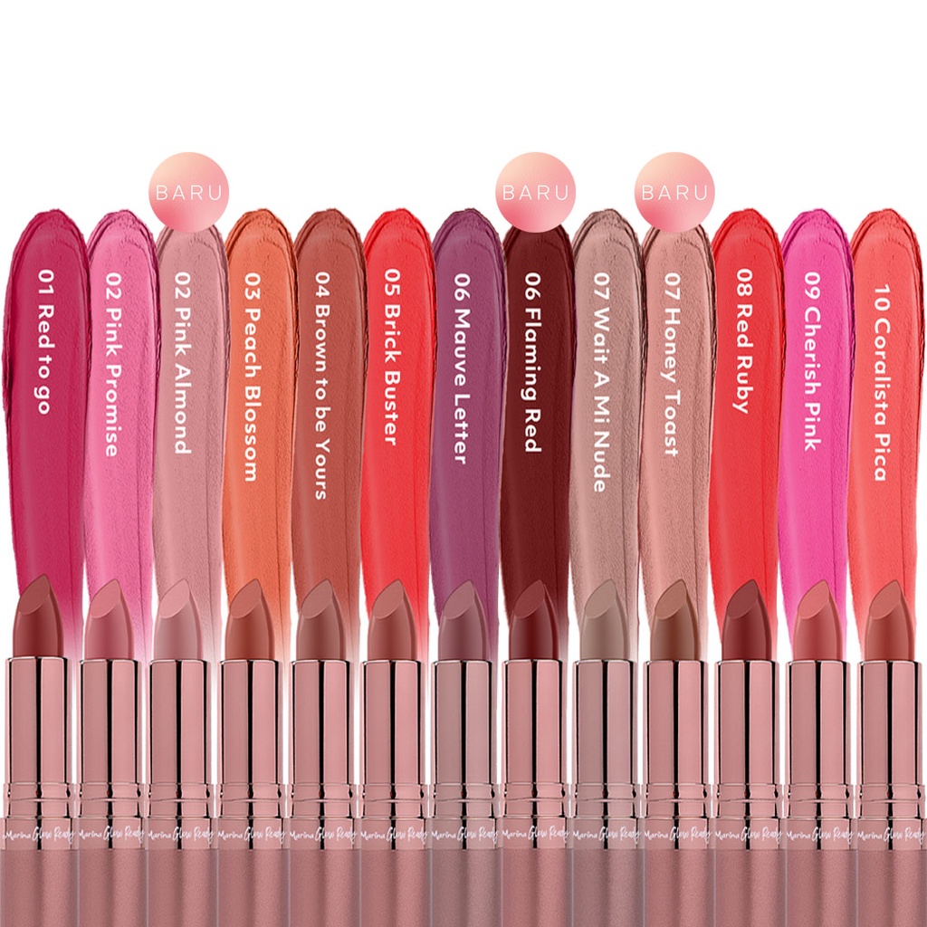 Marina Glow Ready Luscious Lipstick 10 Coralista Pica