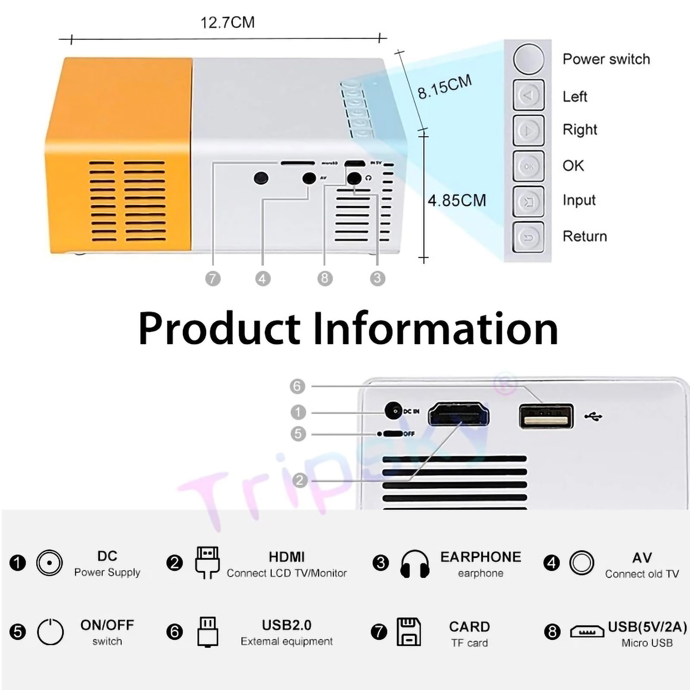 Shenzhen Hexin Zhiyuan Electronics Tripsky Mini Proyektor YG300