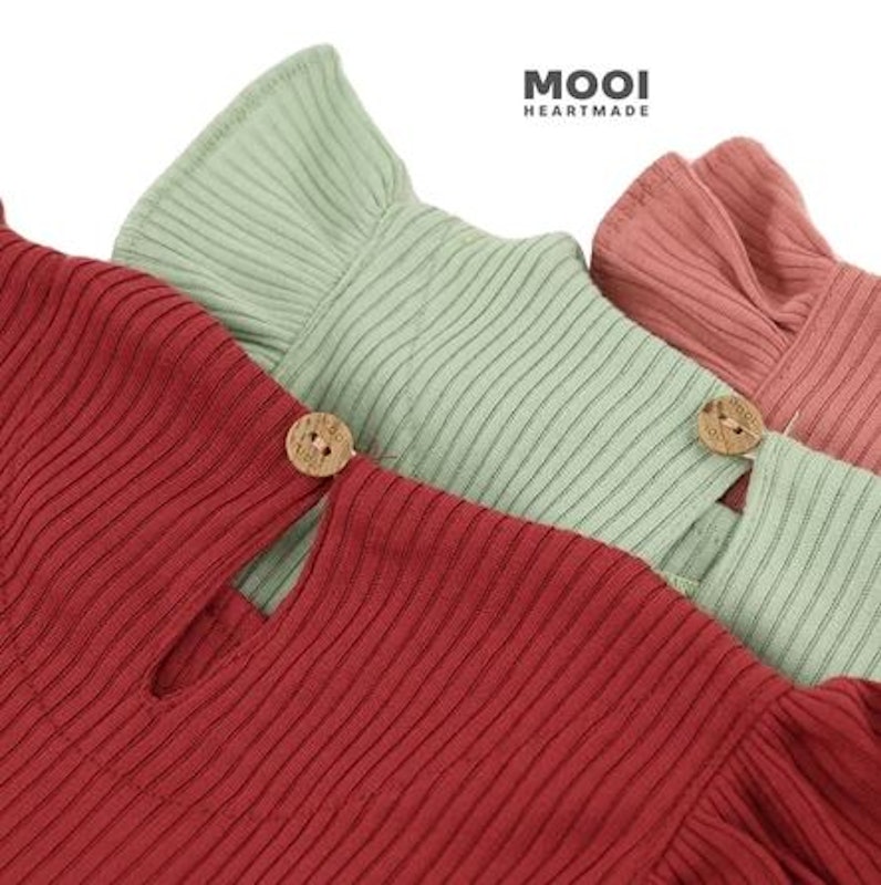 Mooi Setelan Anak Perempuan Rib Ruffle Set 3