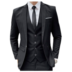 Falka 3 In 1 Setelan Jas Formal Pria Hitam List Putih