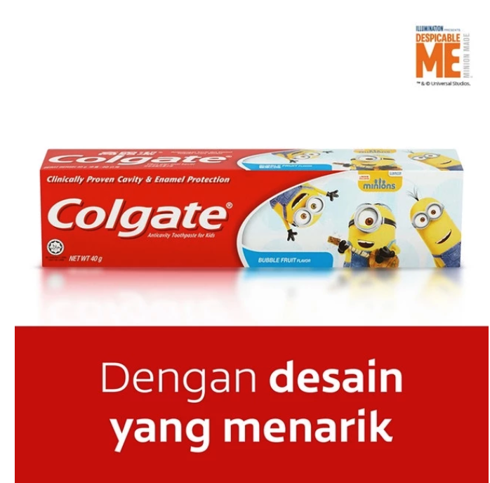 Colgate-Palmolive Indonesia Colgate Anticavity Toothpaste for Kids Minion Bubble Fruit