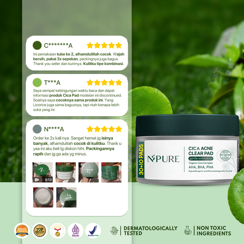 Penta Natural Kosmetindo N'PURE Cica Face Sheet Mask