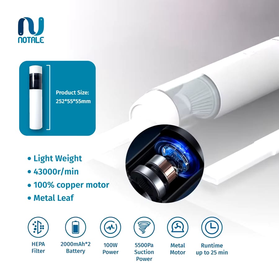  Inti Nya Teknologi Notale Portable Car Vacuum Cleaner NTL-CV788
