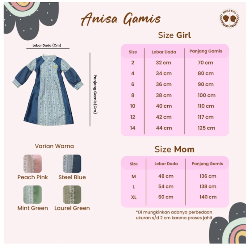 Marves Annisa Gamis Couple Ibu Anak 5