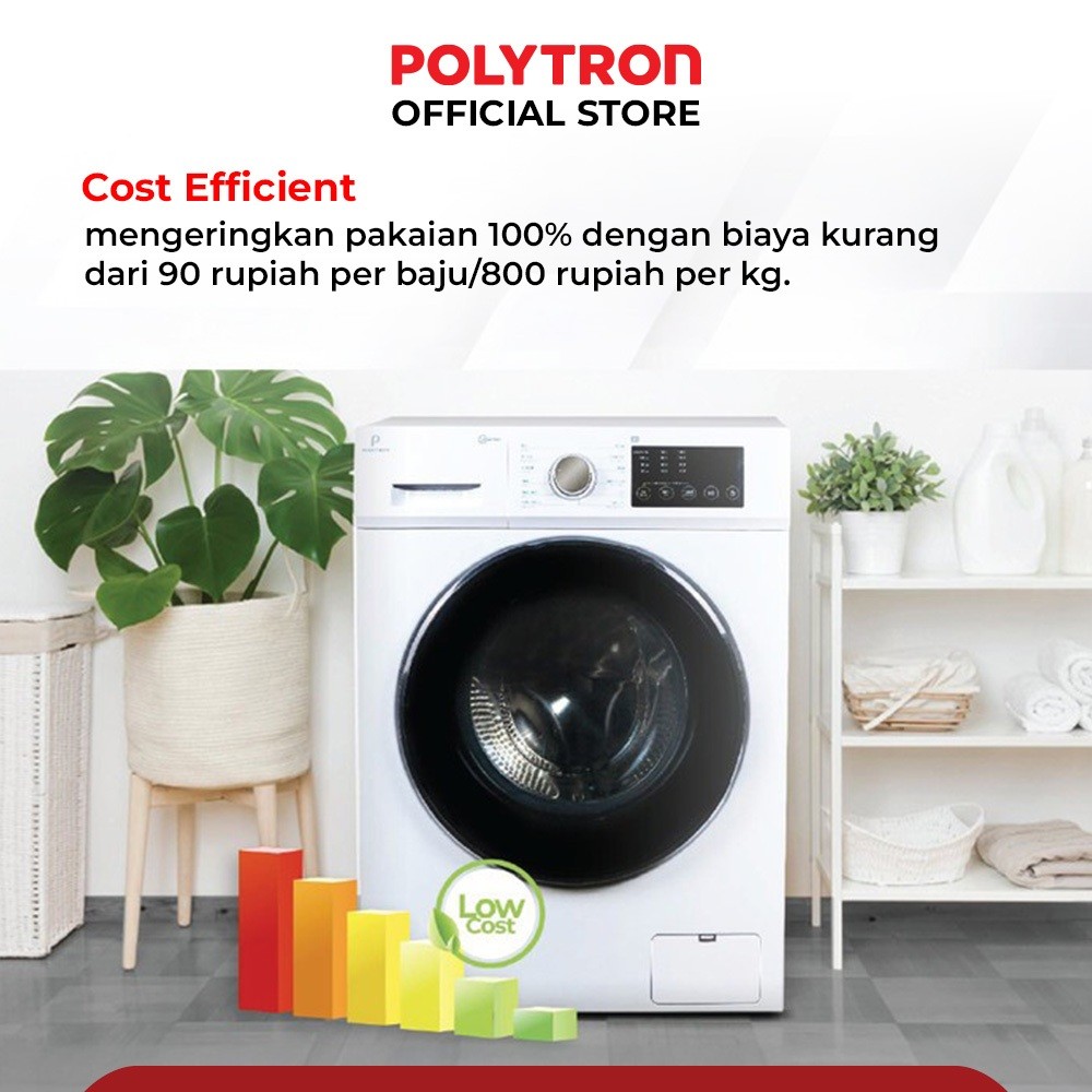 Hartono Istana Teknologi Polytron Wonderwash Washer Dryer 8 Kg PFL 8105H