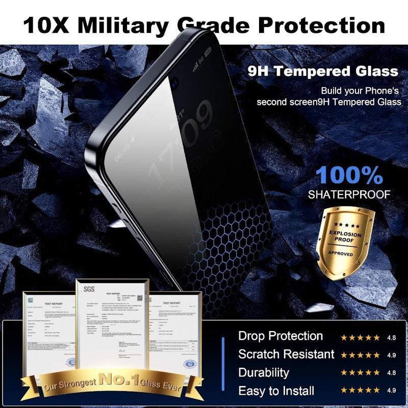 Wsken Tempered Glass Privacy Screen Protect 4