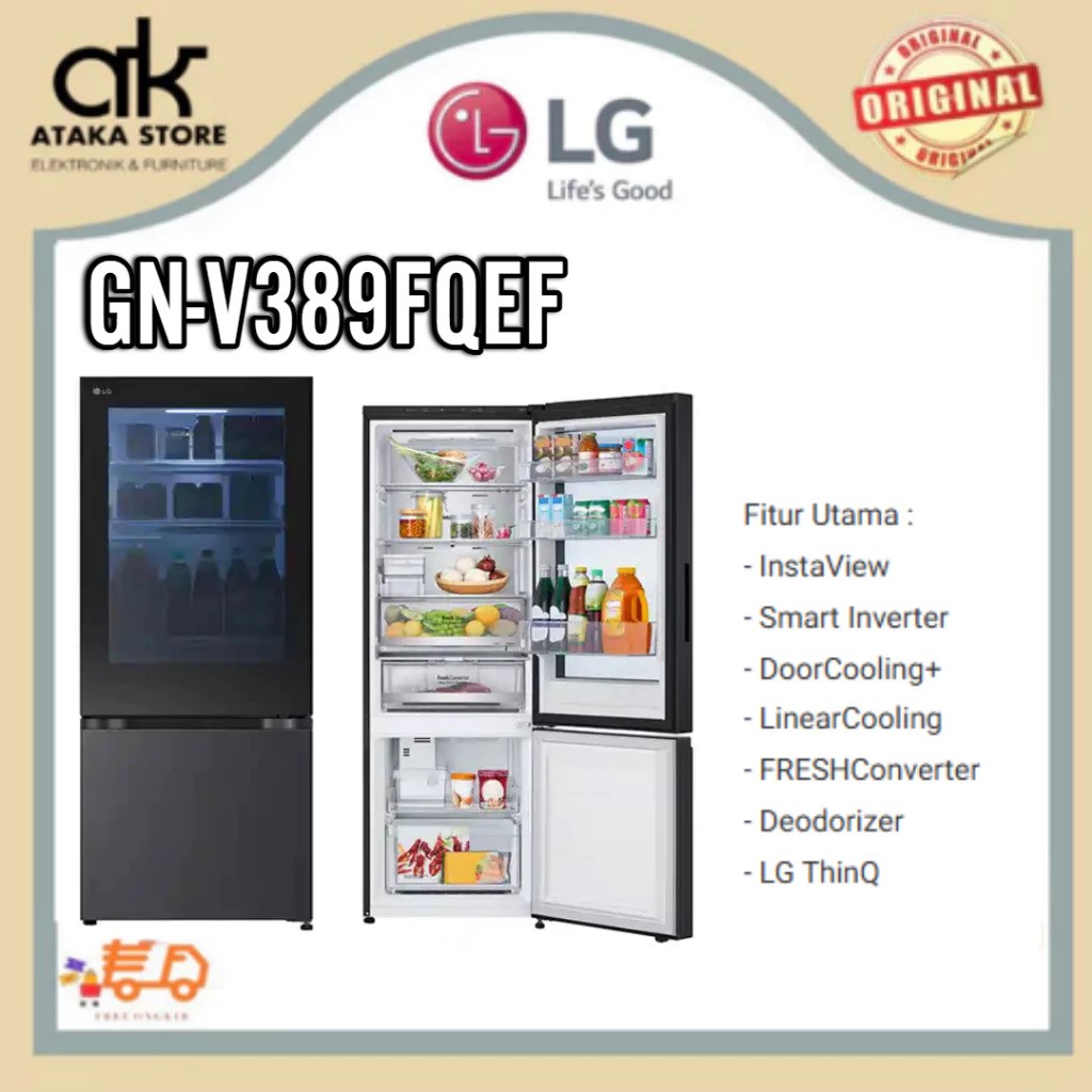 LG Electronics LG Kulkas Bottom Freezer 368L / 340L GN-V389FQEF