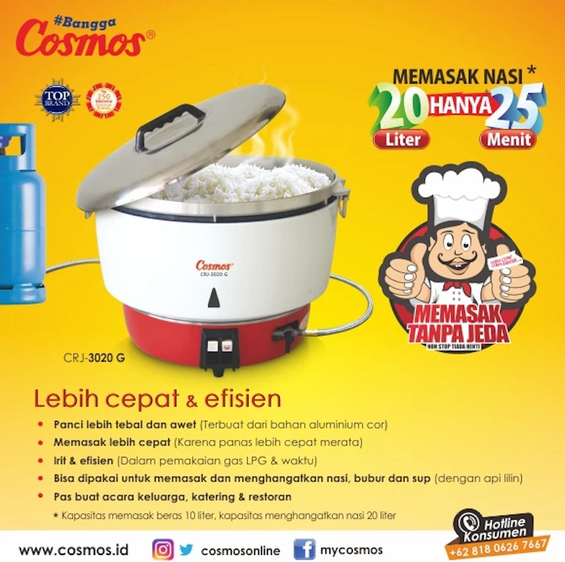 Cosmos Gas Rice Cooker 20L 5