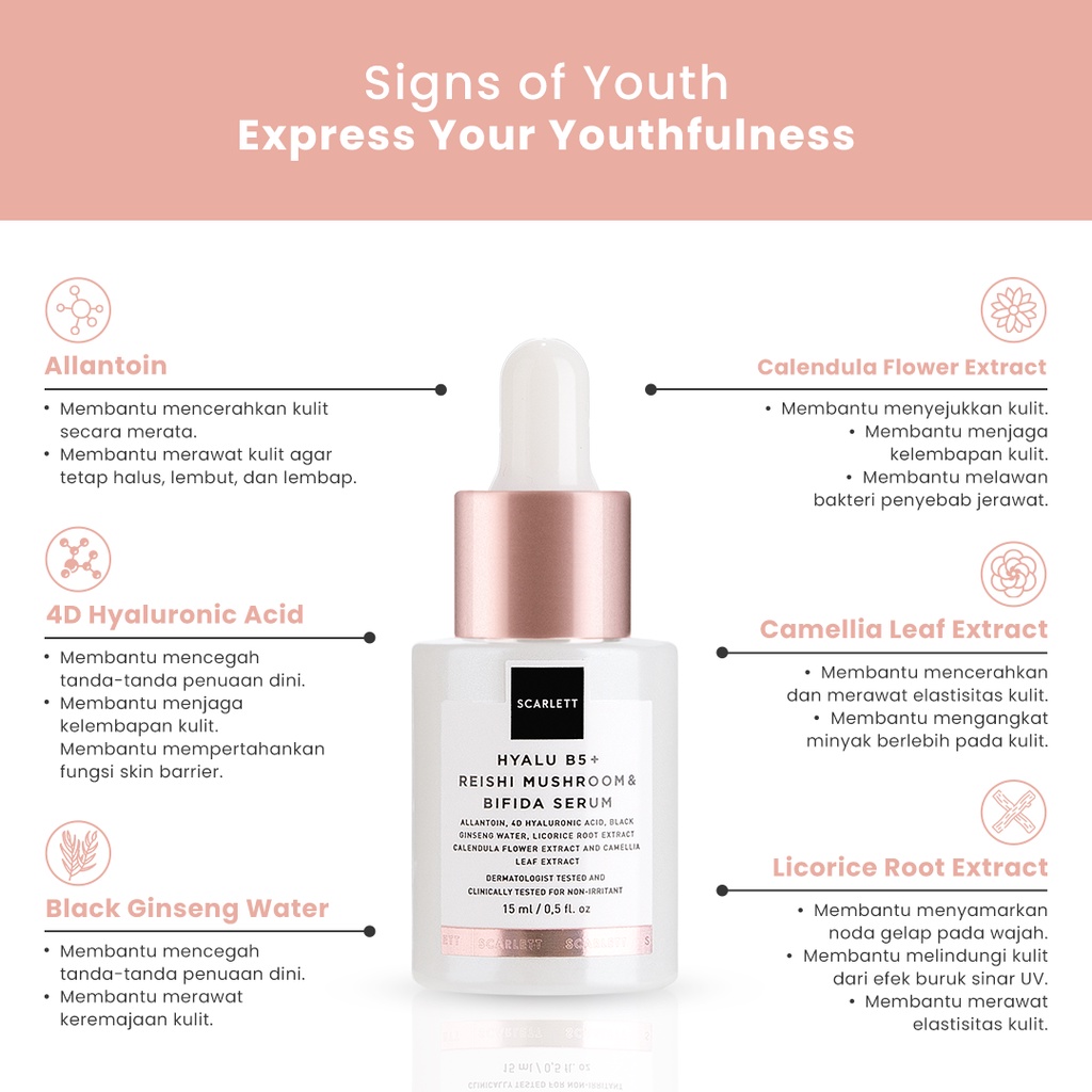 Opto Lingkar Sejahtera Scarlett Whitening Hyalu B5 + Reishi Mushroom & Bifida Serum