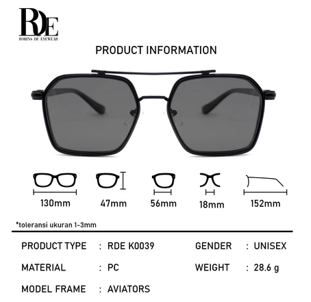 Robins De Eyewear  Robins Sunglasses Black K0039