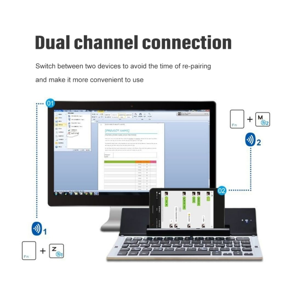  Portable Mini Folding Bluetooth Wireless Keyboard 