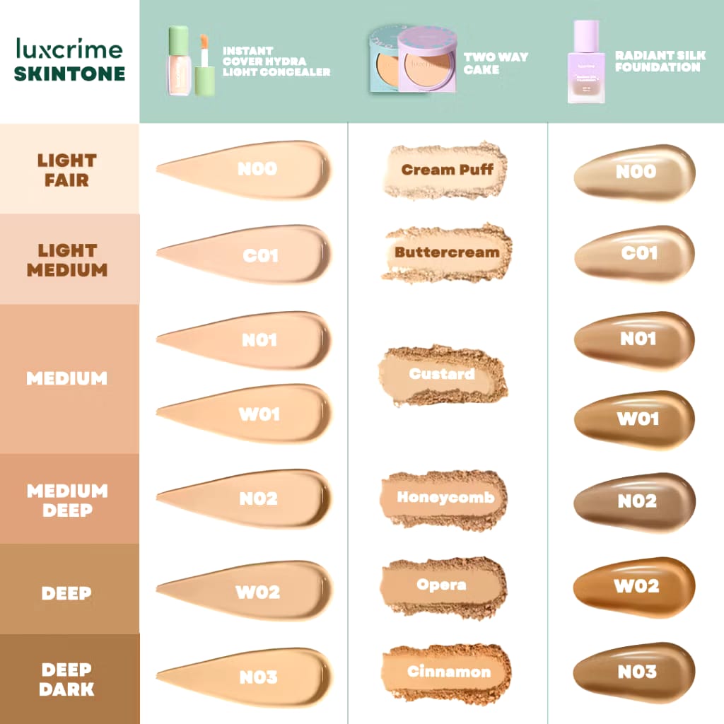 Luxury Cantika Indonesia Luxcrime Blur & Cover Two Way Cake SIlk Glow Buttercream