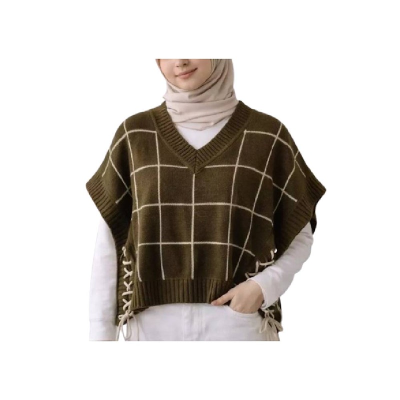 Muara Knitswear Zulaika Rompi Rajut Motif Kotak-Kotak 1