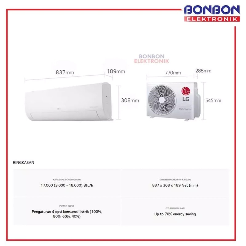 LG AC Split Dinding Smart Inverter DUALCOOL 2 PK 5