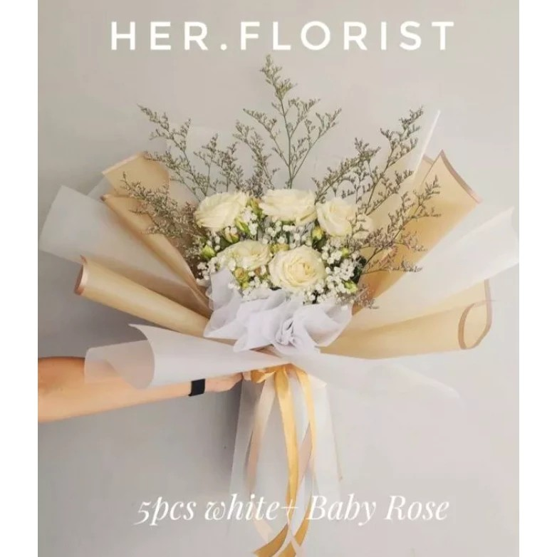  Her.Florist Fresh Flower Rose Bouquet 5 Pcs