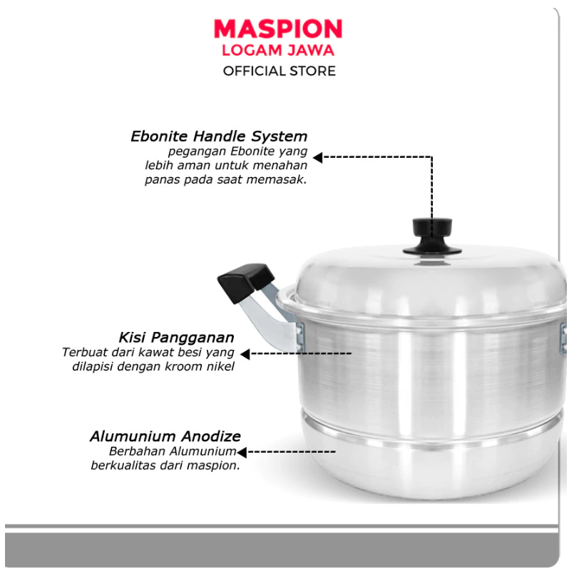 Maspion Group Maspion Panci Steamer Alumunium Dandang Ekonomi Ebonit 26 cm