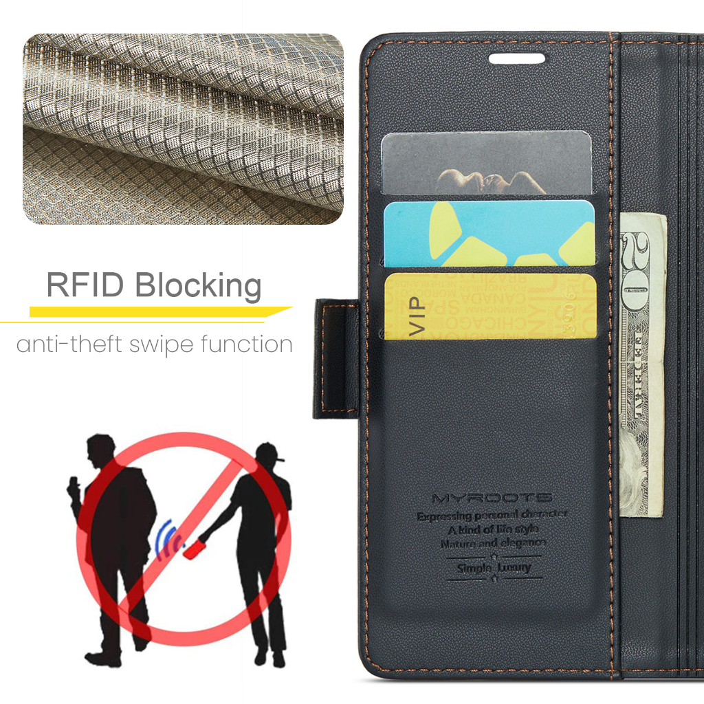  Myroots Leather Case Flip RFID Iphone