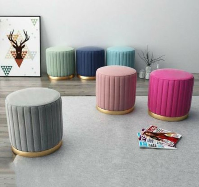  Round Ottoman Stool Vertical Line 