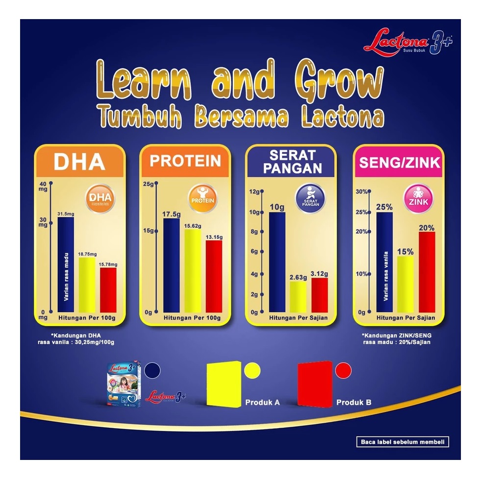 Mirota KSM Lactona 3+ Susu Bubuk Rasa Vanila