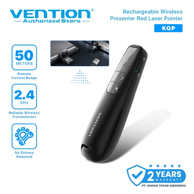 Vention Rechargeable Wireless Presenter Red Laser Pointer 5