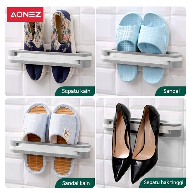 AONEZ 3-In-1 Wall-Mounted Foldable Sandal Rack 
