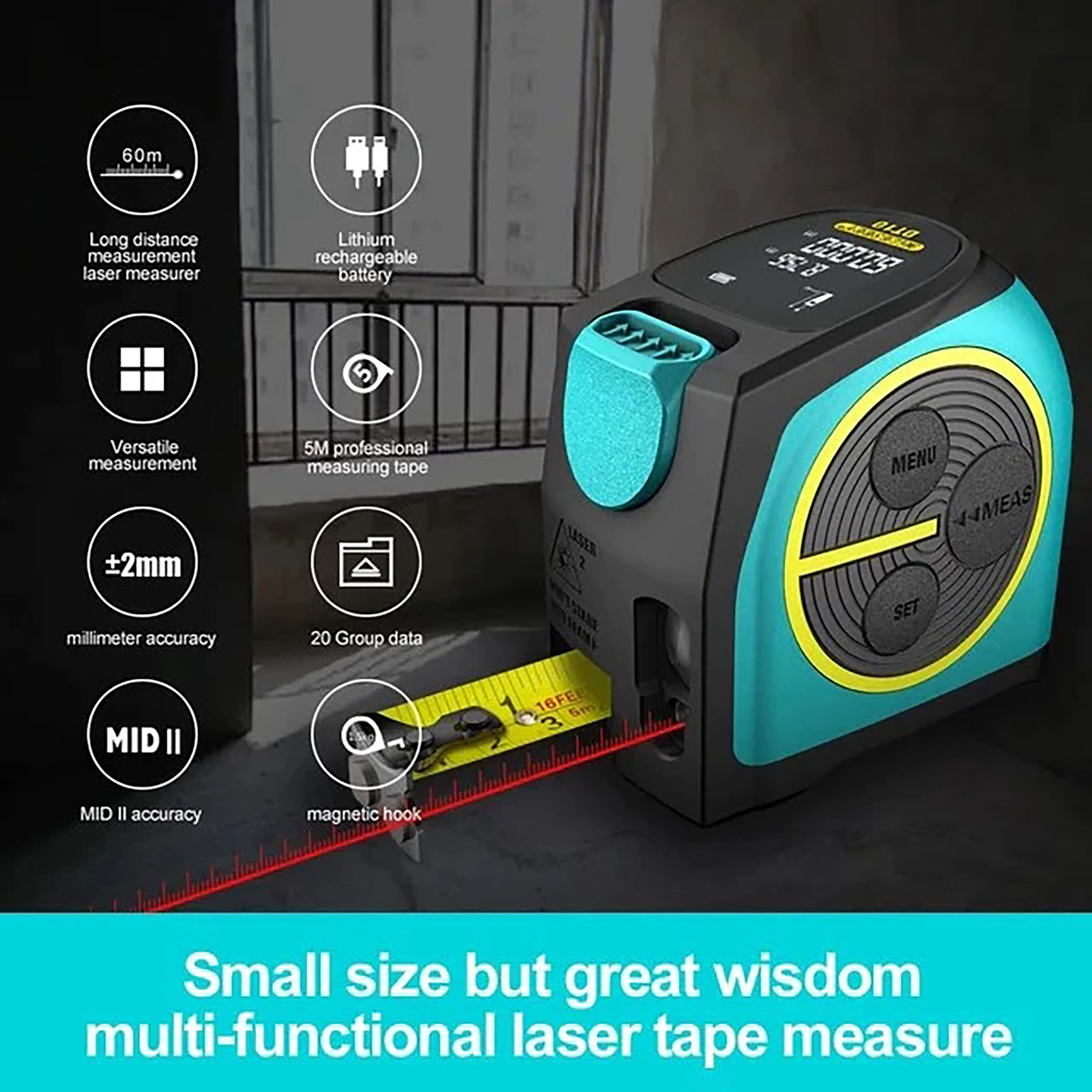 Shenzhen Mileseey Technology Mileseey 2 in 1 Laser Tape Measurer DT10