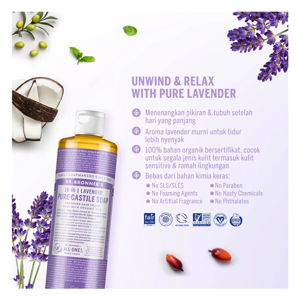 Dr. Bronner's Magic Soaps Dr. Bronner's Lavender Pure-Castile Liquid Soap 