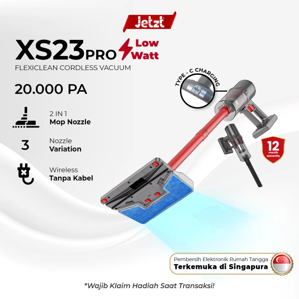 JETZT 2 in 1 Flexiclean Cordless Vacuum XS23 Pro