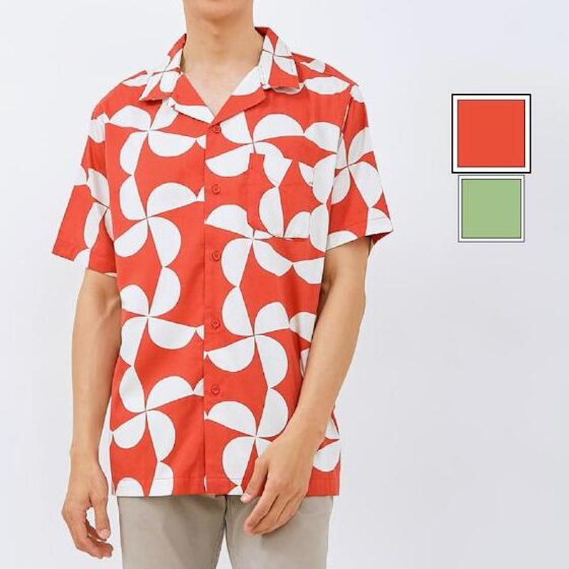 M231 Kemeja Pria Printing Hawaii Pendek 4