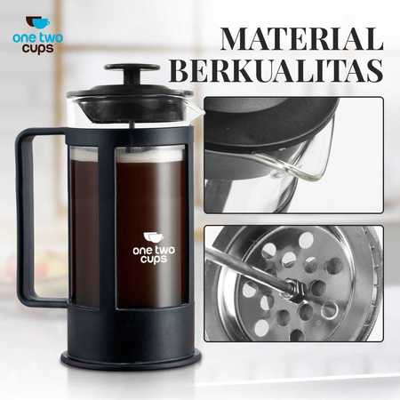 One Two Cups French Press Coffee Maker Pot Plunger Borosilicate 2