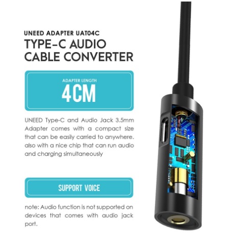 Audio Splitter Charging Adapter Type C to Audio Jack 3.5mm 4