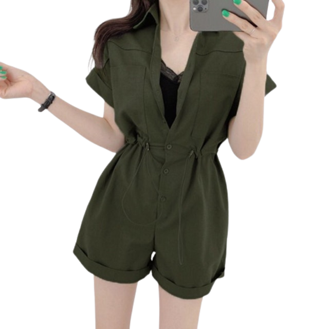  Mechanic Girl Linen Romper JS4775