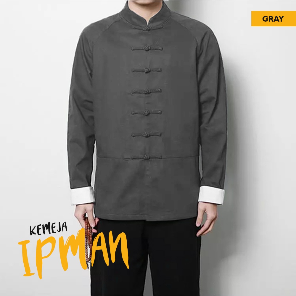 Kemeja Polos Pria Lengan Panjang IP Man