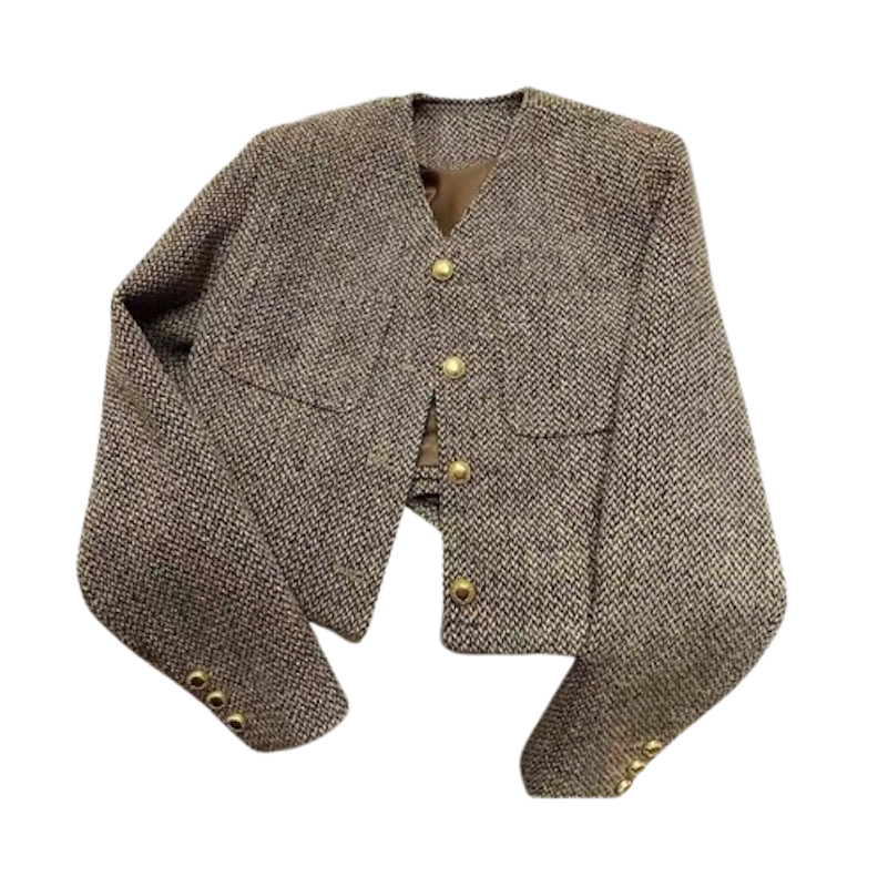 Susana Mall Blazer Crop Coklat Gaya Modis Korea Style 1