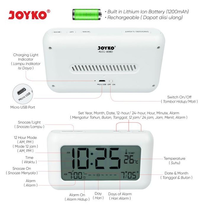 Rechargeable Digital Alarm Clock 5
