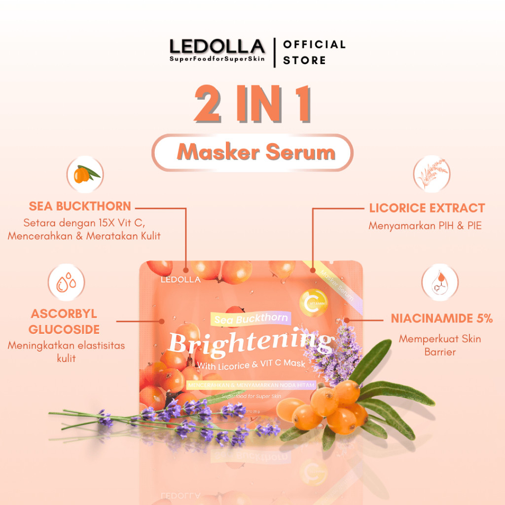 Ledolla Sea Buckthorn Brightening with Licorice & Vitamin C Face Mask 2