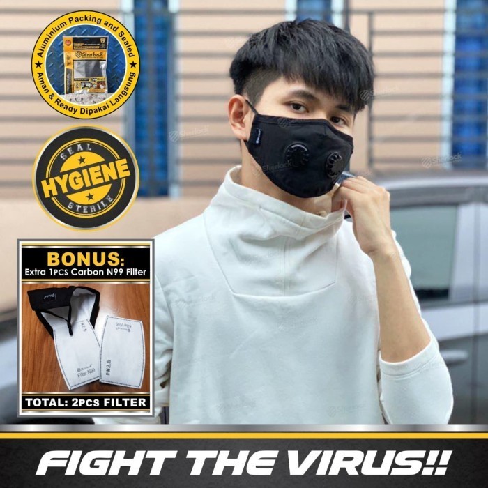  Sherlock Masker Respirator with Dual Valve with N99 Carbon Filter
