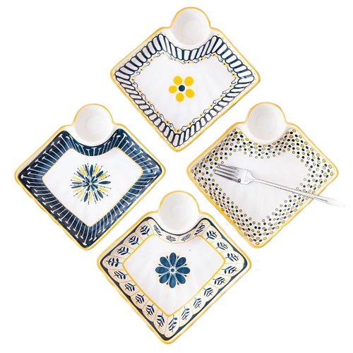 ASHOME Piring Saji Keramik Blue Flower Series 1