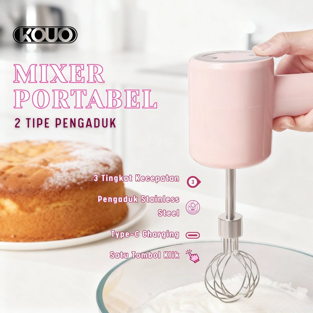 KOUO electric egg beater hand mixer mini