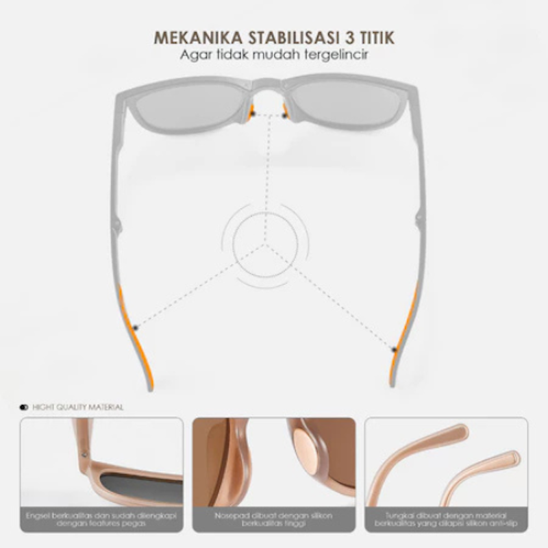 Colore.in Kacamata Hitam Lipat Sunglasses Foldable Anti UV Crystal Brown 3