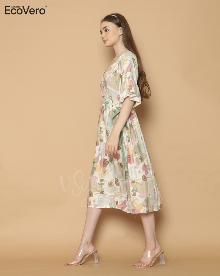 VSamantha Dress Kimono Ecovero Misae Greentea