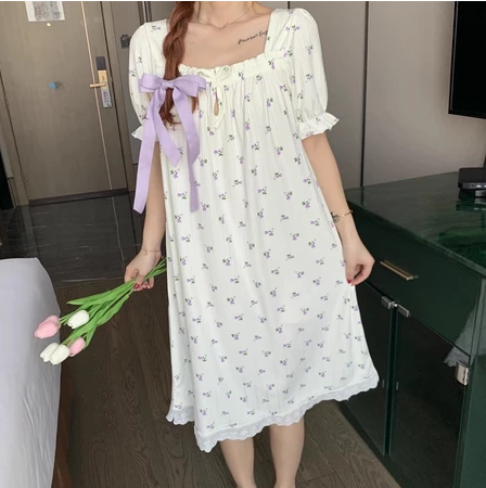  Uninice Baju Tidur Longgar Lengan Pendek Renda