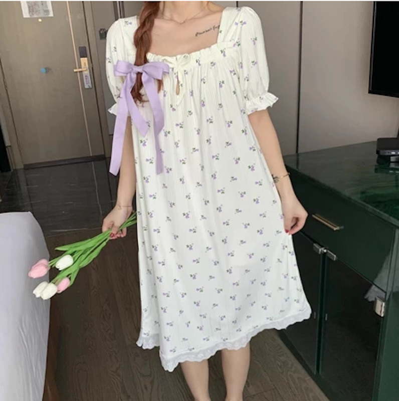 Uninice Baju Tidur Longgar Lengan Pendek Renda 4