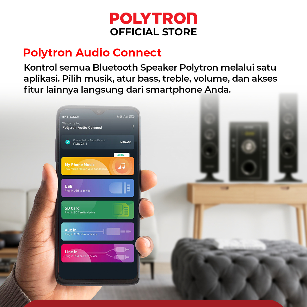 POLYTRON Polytron Bluetooth Speaker Multimedia Karaoke  PMA 9526 /B