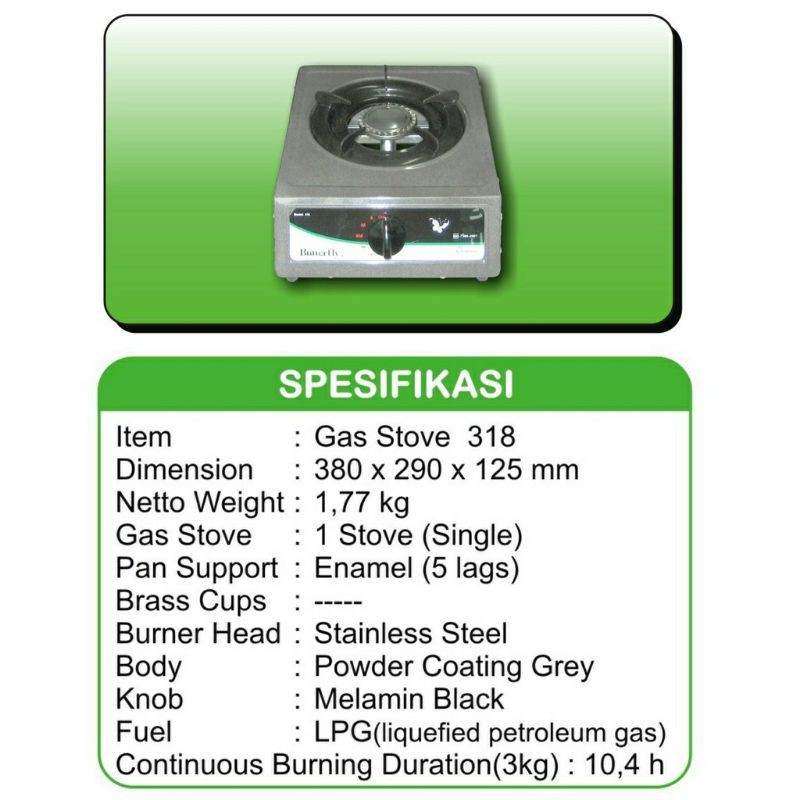Solihin Jaya Industri Butterfly Kompor Gas 1 Tungku  318