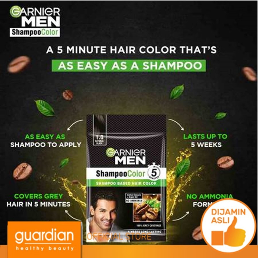 L'Oreal  Garnier Men Shampoo Color 1.0 Hitam Alami